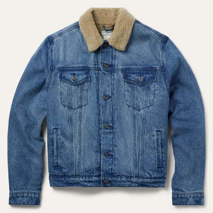 Jackets Men Stetson Denim Sherpa Jacket Blue