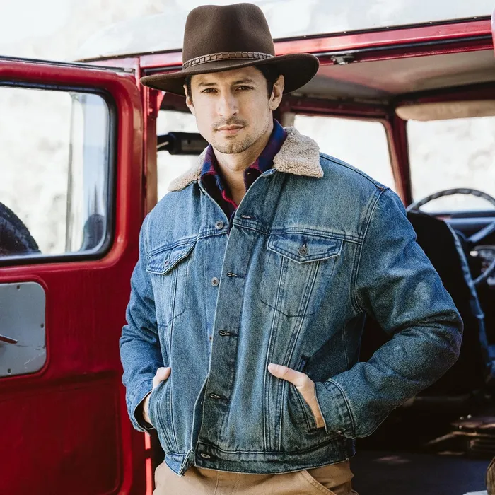 Jackets Men Stetson Denim Sherpa Jacket Blue