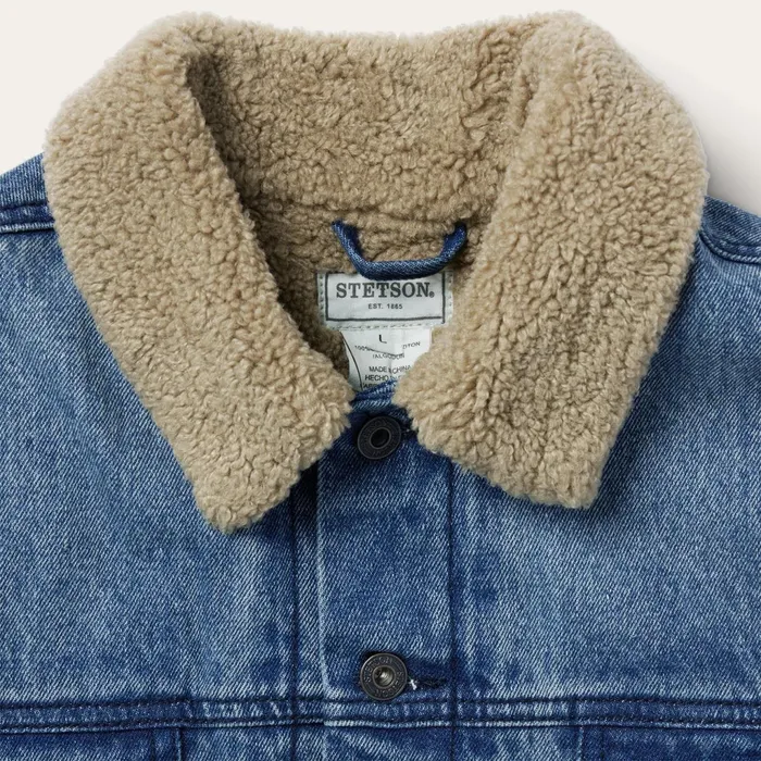 Jackets Men Stetson Denim Sherpa Jacket Blue
