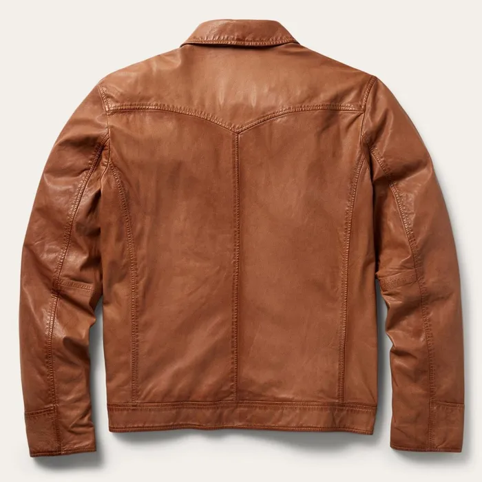 Jackets Men Stetson ZipFront Lightweight Leather Jacket Brown
