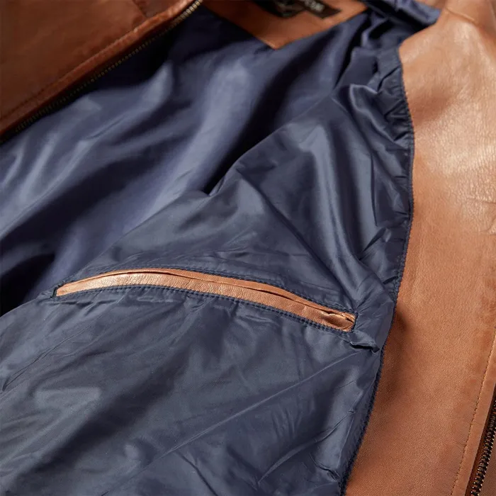 Jackets Men Stetson ZipFront Lightweight Leather Jacket Brown