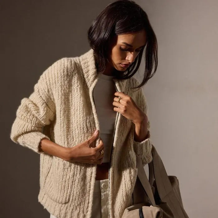 JacketsOuterwear Women James Perse Cloud Knit Cardigan Biscotti