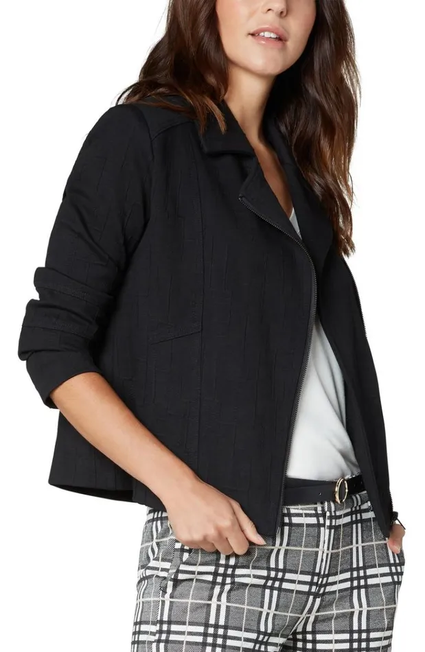 Jackets Women Liverpool Los Angeles Moto Blazer Black Jacquard