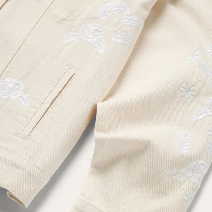 Jackets Women Stetson Embroidered Cream Denim Jacket White