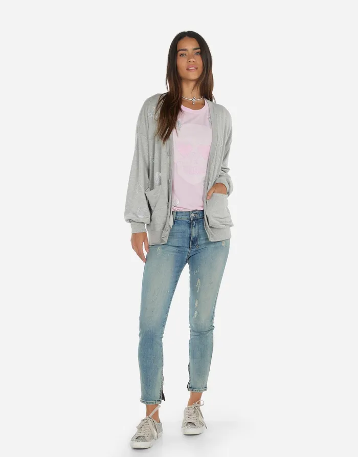 Jamila Crystal Hearts Heather Grey Women039s Lauren Moshi Sweaters and Knits Jamila Crystal Hearts Heather Grey Women039s Lauren Moshi Sweaters and Knits