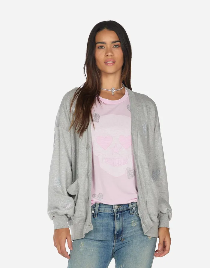 Jamila Crystal Hearts Heather Grey Women039s Lauren Moshi Sweaters and Knits Jamila Crystal Hearts Heather Grey Women039s Lauren Moshi Sweaters and Knits
