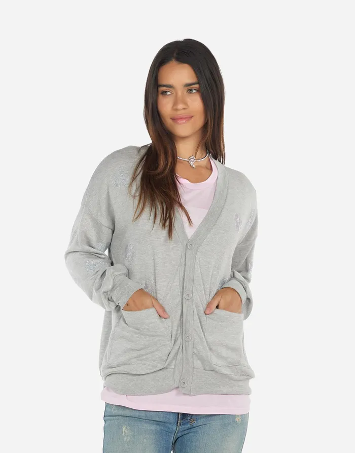 Jamila Crystal Hearts Heather Grey Women039s Lauren Moshi Sweaters and Knits Jamila Crystal Hearts Heather Grey Women039s Lauren Moshi Sweaters and Knits