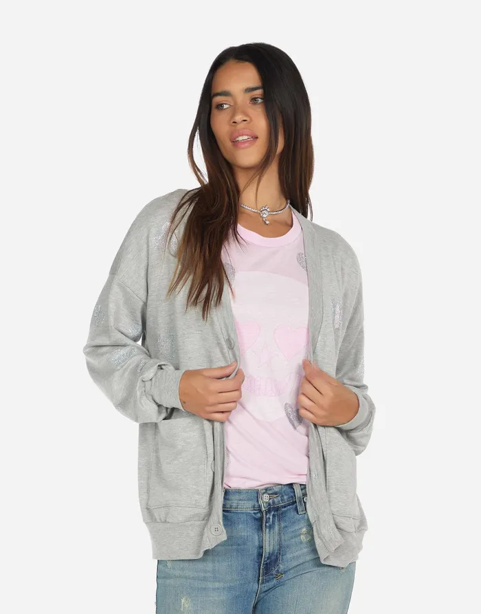 Jamila Crystal Hearts Heather Grey Women039s Lauren Moshi Sweaters and Knits Jamila Crystal Hearts Heather Grey Women039s Lauren Moshi Sweaters and Knits