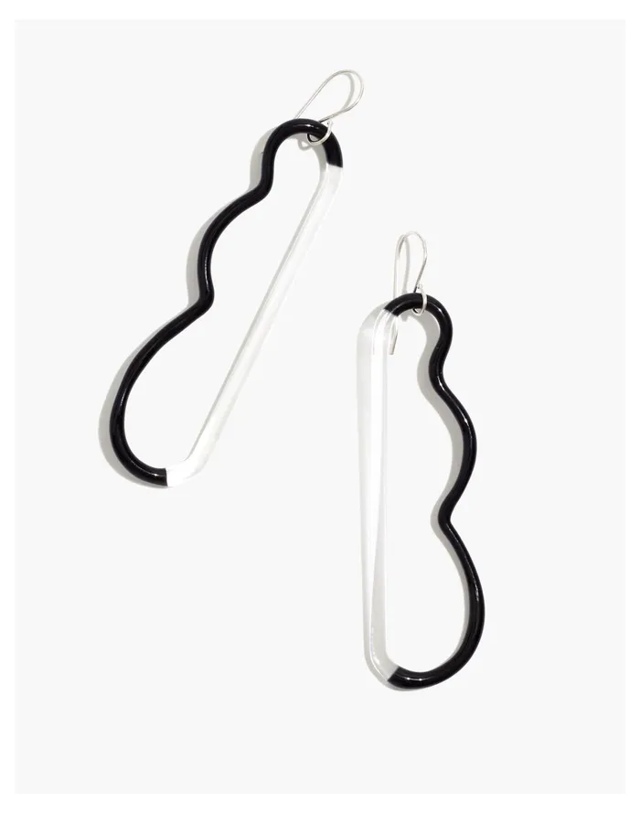 Jane DArensbourg Wave Black And Clear Glass Earrings Black Women Madewell Earrings