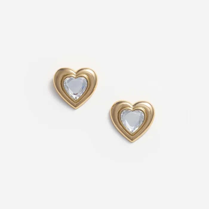 Jewellery Women Self Portrait Gold Crystal Heart Earrings