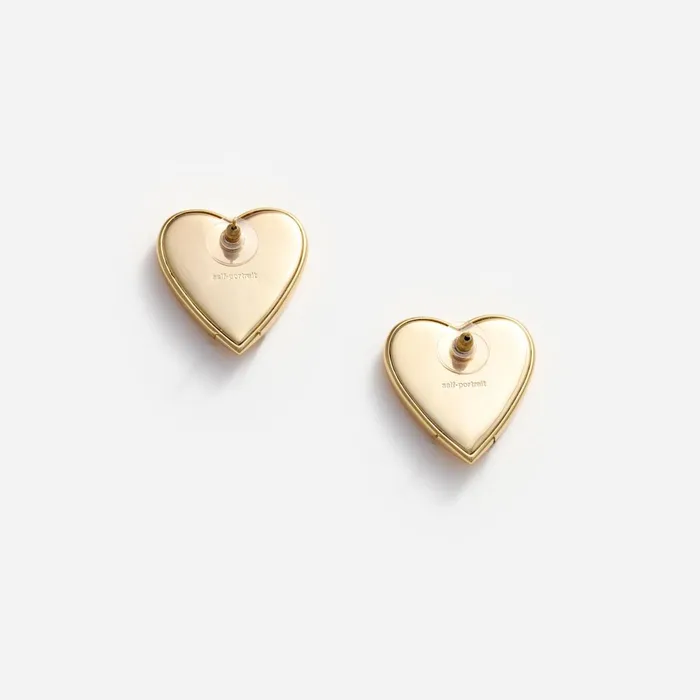 Jewellery Women Self Portrait Gold Heart Ridged Earrings