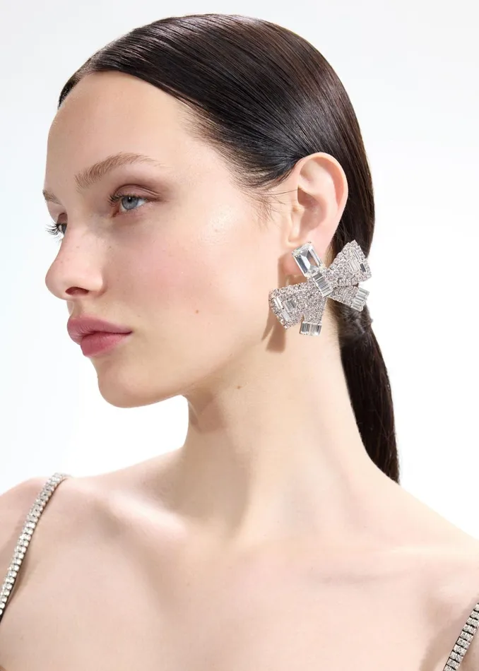 Jewellery Women Self Portrait Large Crystal Bow Earrings