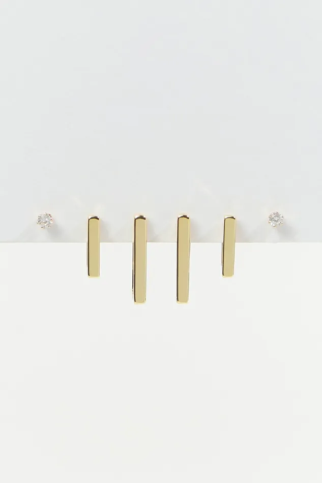 Jewelry 18K Gold Mini Rectangle Hoop Earring Pack 8211 Altar8217d State Women