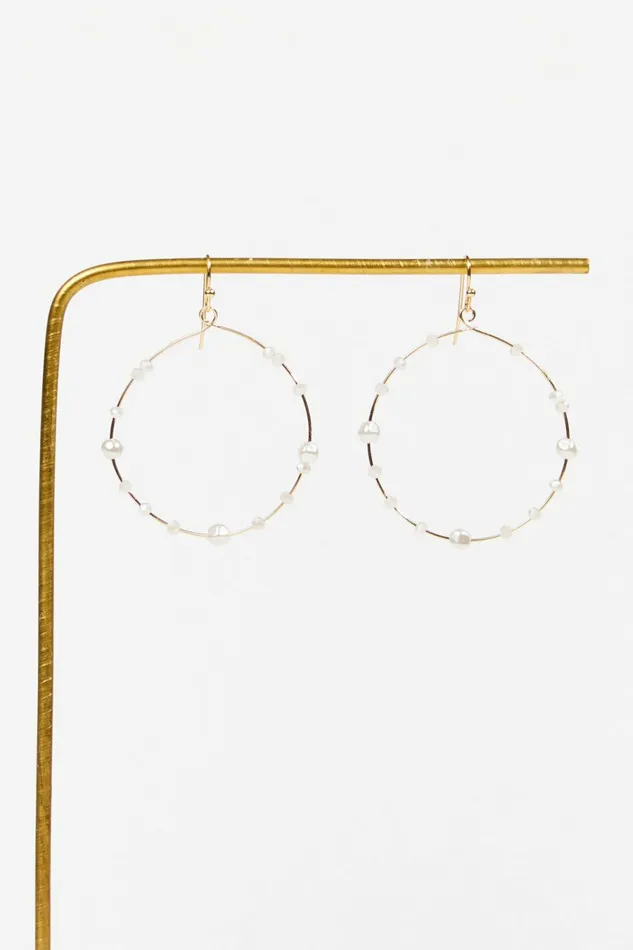 Jewelry Altar8217d State Women Pearl Glass Bead Hoops