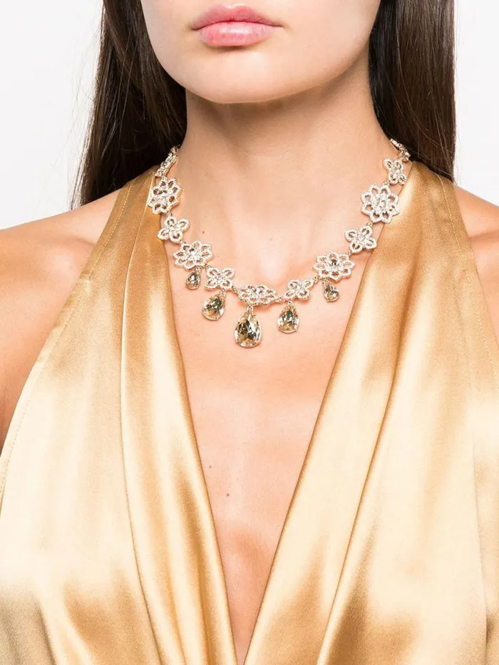 Jewelry Necklaces Marchesa Lace Collar Necklace Gold