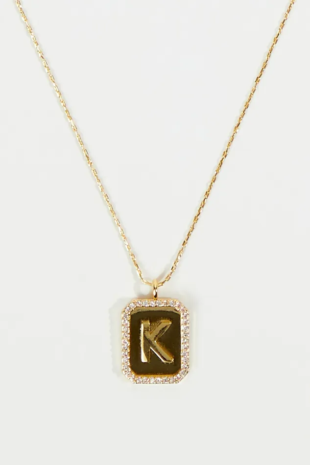 Jewelry Rhinestone Lined Monogram Pendant Necklace 8211 K Altar8217d State Women