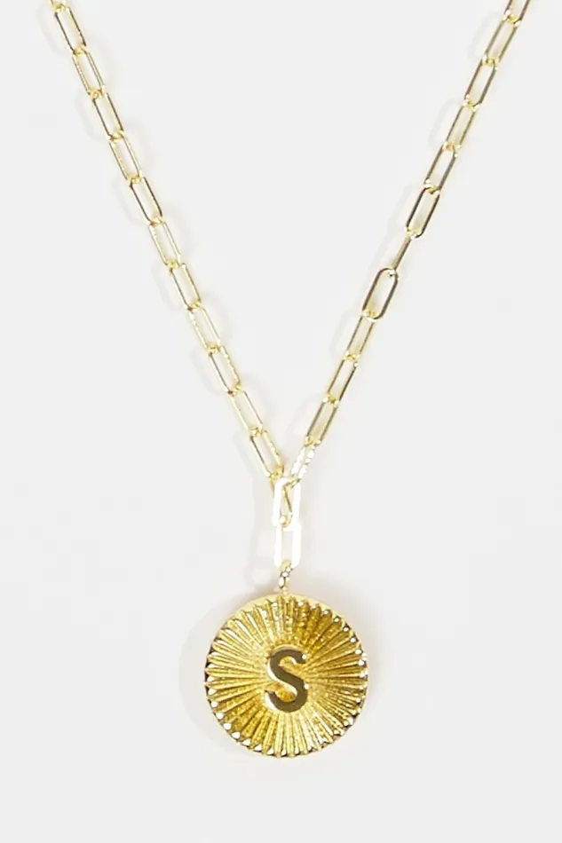 Jewelry Women Altar8217d State 18K Gold Paperclip Burst Monogram Pendant Necklace 8211 S