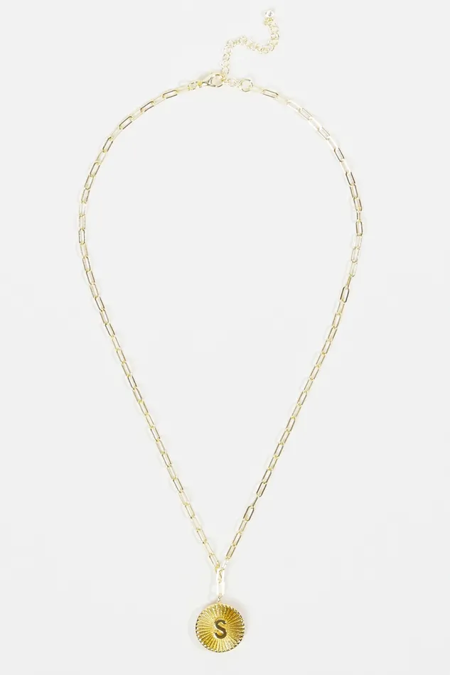 Jewelry Women Altar8217d State 18K Gold Paperclip Burst Monogram Pendant Necklace 8211 S