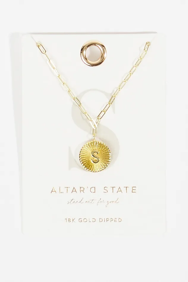 Jewelry Women Altar8217d State 18K Gold Paperclip Burst Monogram Pendant Necklace 8211 S