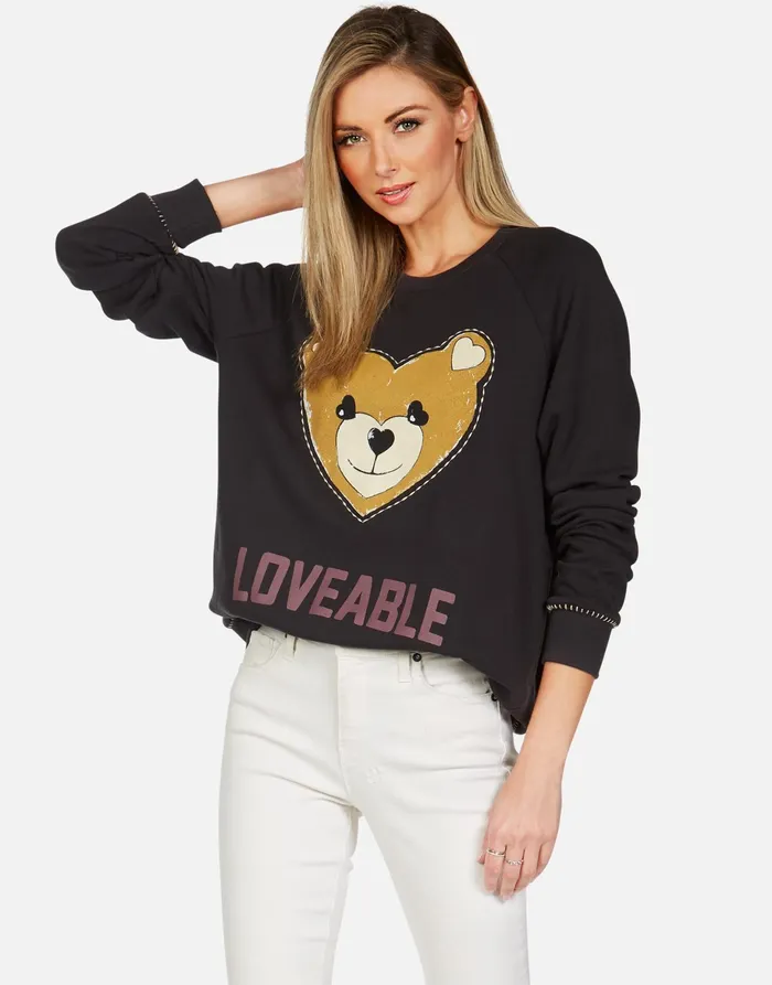 Jocelyn Loveable Heart Teddy Onyx Women039s Lauren Moshi Long Sleeve