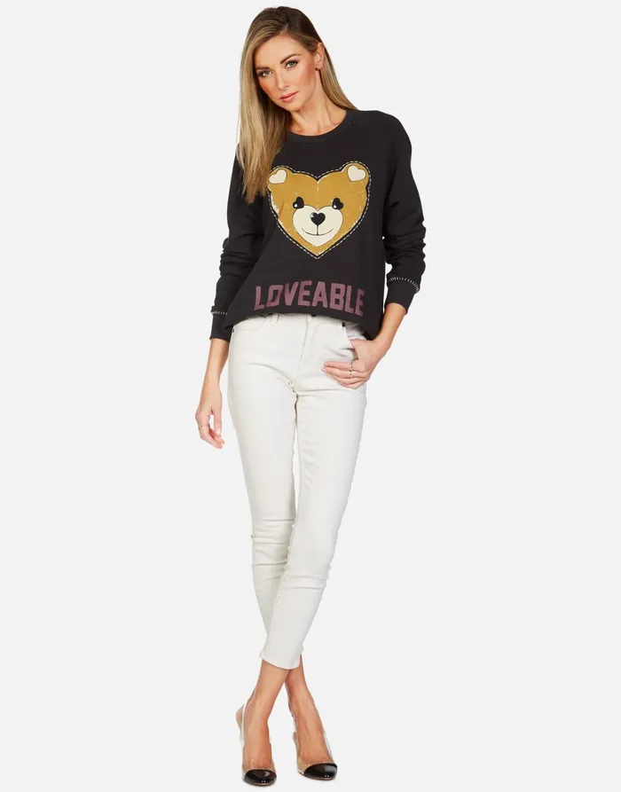 Jocelyn Loveable Heart Teddy Onyx Women039s Lauren Moshi Long Sleeve