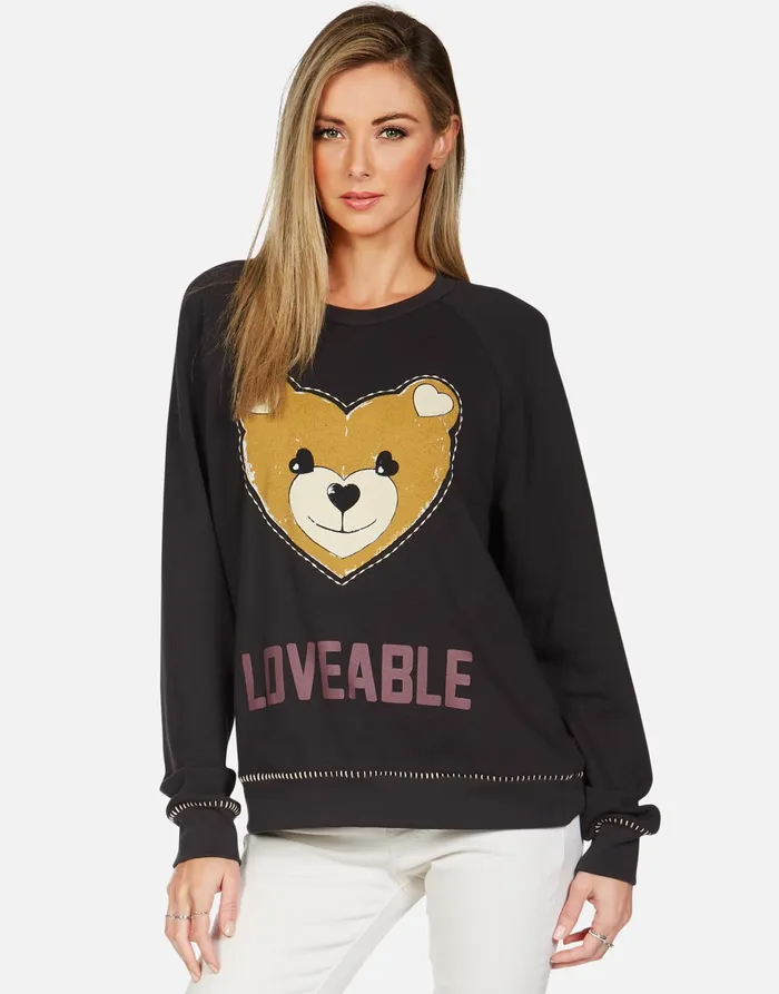 Jocelyn Loveable Heart Teddy Onyx Women039s Lauren Moshi Long Sleeve