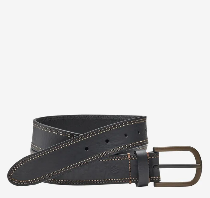 JohnstonandMurphy Belts Double Contrast Stitched Belt Black 8211 Men