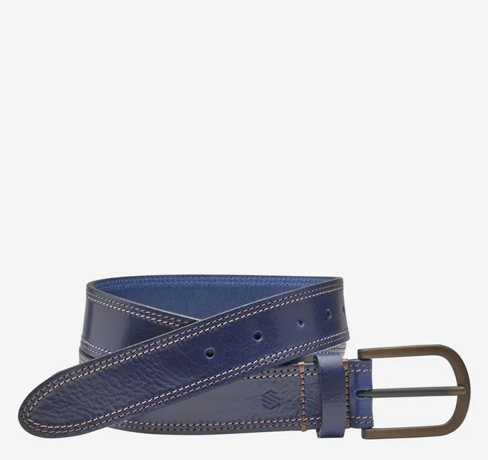 JohnstonandMurphy Belts Double Contrast Stitched Belt Navy 8211 Men