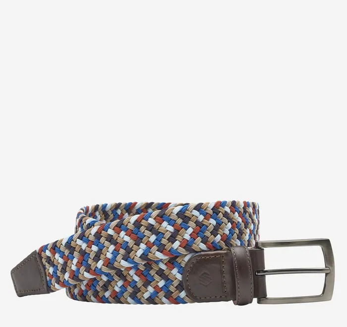 JohnstonandMurphy Belts Woven StretchKnit Belt Khakiredblue Multi 8211 Men