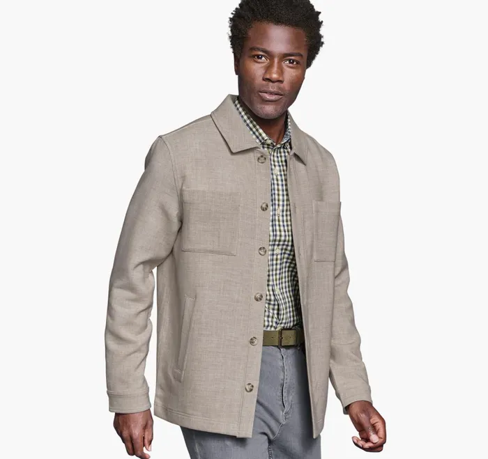 JohnstonandMurphy Coats Jackets and Vests Heathered Shirt Jacket Tan 8211 Men