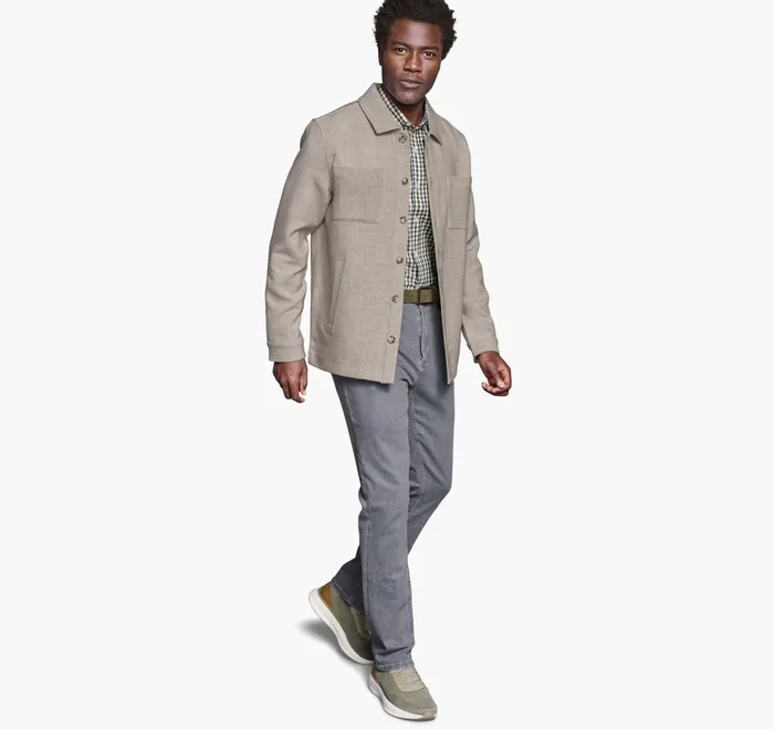 JohnstonandMurphy Coats Jackets and Vests Heathered Shirt Jacket Tan 8211 Men