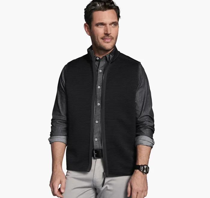 JohnstonandMurphy Coats Jackets and Vests Reversible Channel Quilted Vest Gray Heatherblack 8211 Men JohnstonandMurphy Coats Jackets and Vests Reversible Channel Quilted Vest Gray Heatherblack 8211 Men