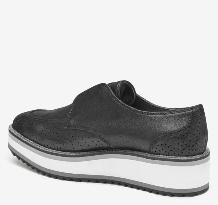 JohnstonandMurphy Mules and Loafers Gracelyn Gore Oxford Black Metallic Kid Suede 8211 Women