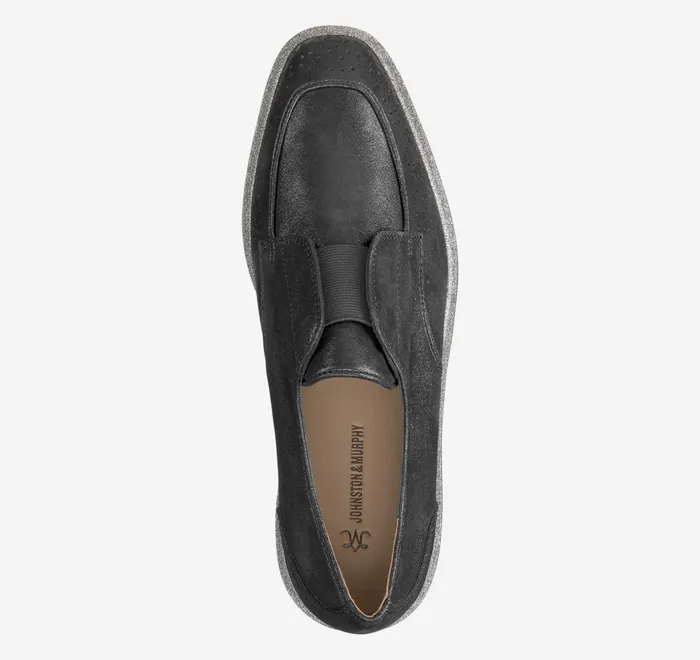 JohnstonandMurphy Mules and Loafers Gracelyn Gore Oxford Black Metallic Kid Suede 8211 Women