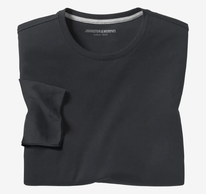 JohnstonandMurphy Polos and Tees Essential LongSleeve Tee Black 8211 Men