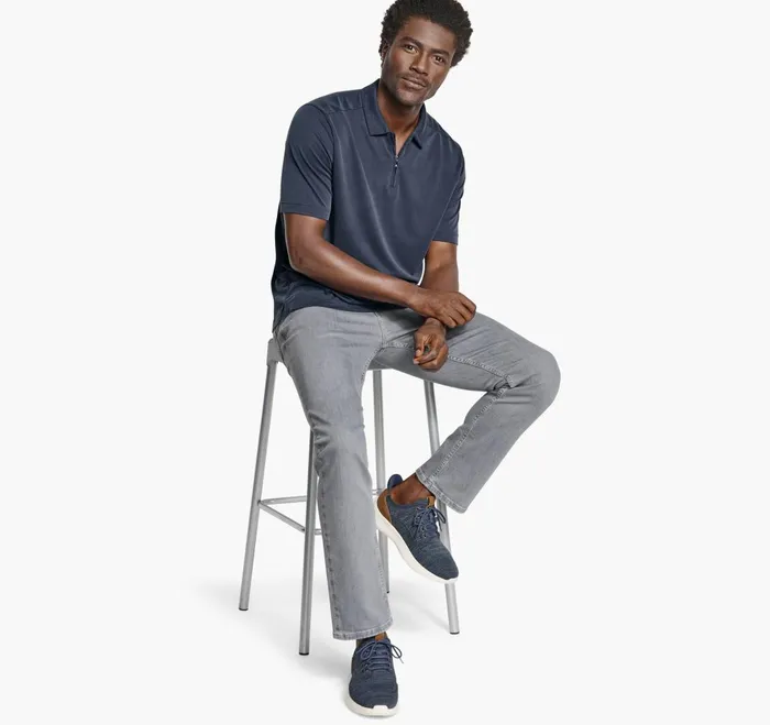 JohnstonandMurphy Polos and Tees Vintage Birdseye Zip Polo Navy 8211 Men