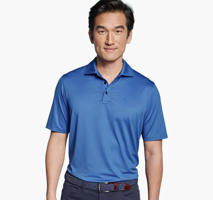 JohnstonandMurphy Polos and Tees Xc4 Performance Gingham Polo Cool Degree Bluenavy Mini Gingham 8211 Men