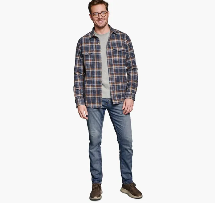 JohnstonandMurphy Shirts Brushed ButtonFront Knit Navy Open Grid Plaid 8211 Men