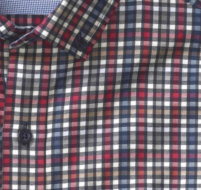 JohnstonandMurphy Shirts LongSleeve Twill Checked Shirt Berryblue Outlined Check 8211 Men
