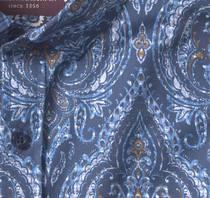 JohnstonandMurphy Shirts Printed Cotton Shirt Navy Oversized Medallion 8211 Men JohnstonandMurphy Shirts Printed Cotton Shirt Navy Oversized Medallion 8211 Men