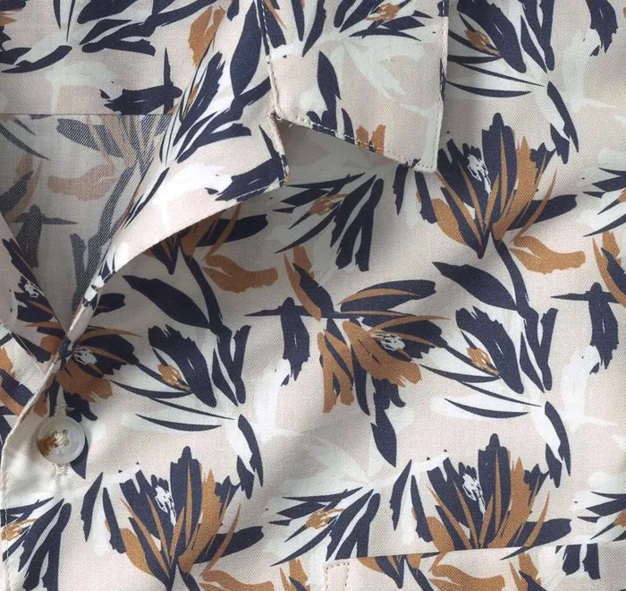 JohnstonandMurphy ShortSleeve Shirts Camp Shirt Ivory Foliage 8211 Men