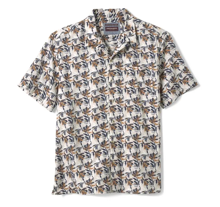 JohnstonandMurphy ShortSleeve Shirts Camp Shirt Ivory Foliage 8211 Men