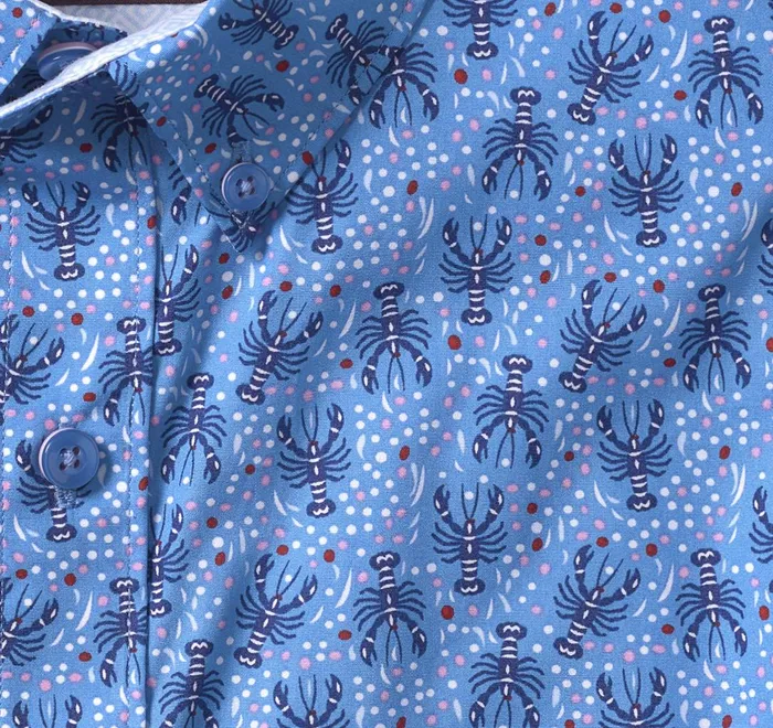 JohnstonandMurphy ShortSleeve Shirts Printed Cotton ShortSleeve Shirt Blue Lobster 8211 Men JohnstonandMurphy ShortSleeve Shirts Printed Cotton ShortSleeve Shirt Blue Lobster 8211 Men