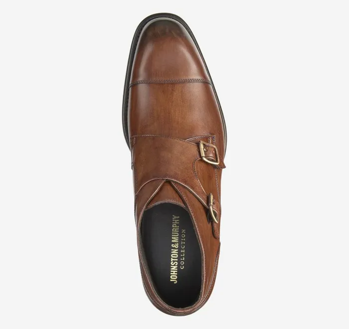 JohnstonandMurphy SlipOns and Loafers Ellsworth Double Buckle Boot Brown Handstained Calfskin 8211 Men