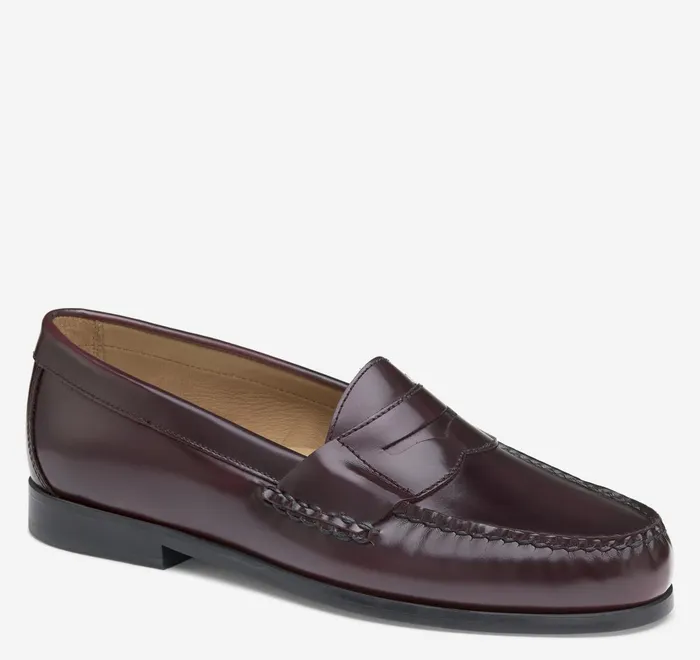 JohnstonandMurphy SlipOns and Loafers Hayes Penny Loafer Burgundy Brushoff Leather 8211 Men