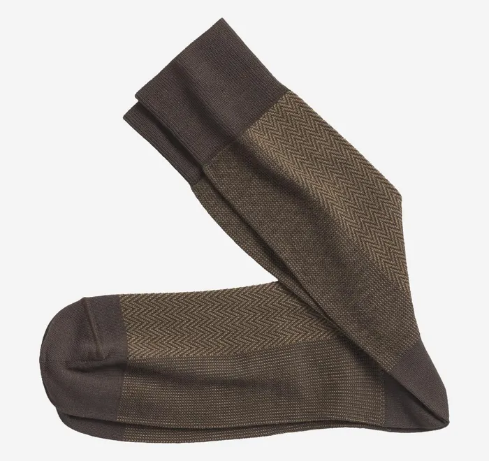 JohnstonandMurphy Socks Herringbone Panel Socks Brown 8211 Men