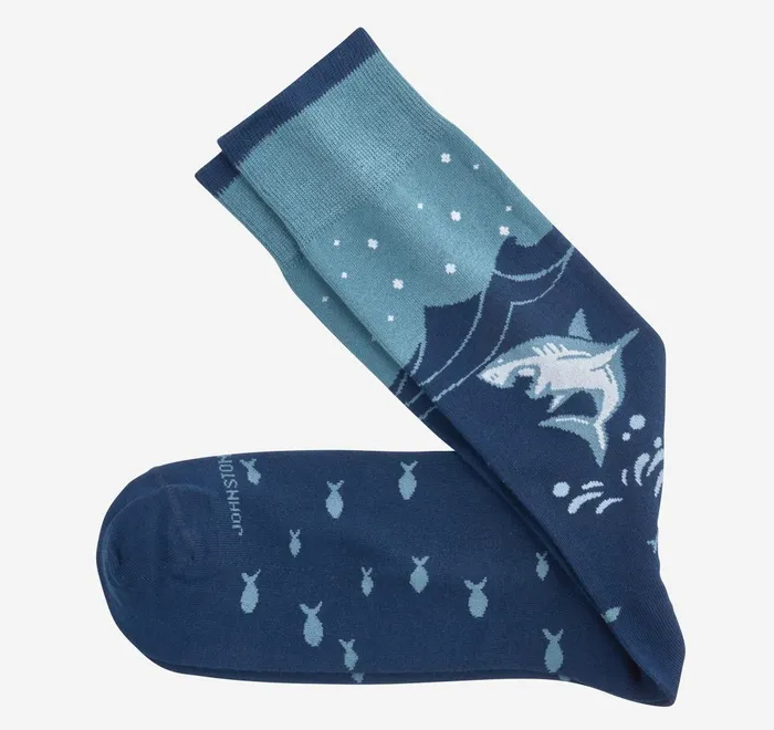 JohnstonandMurphy Socks Novelty Socks Blue Fish And Moon 8211 Men