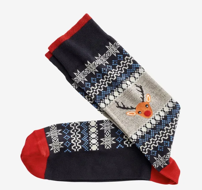 JohnstonandMurphy Socks Pima Cotton HolidayThemed Socks Reindeer Sweater 8211 Men