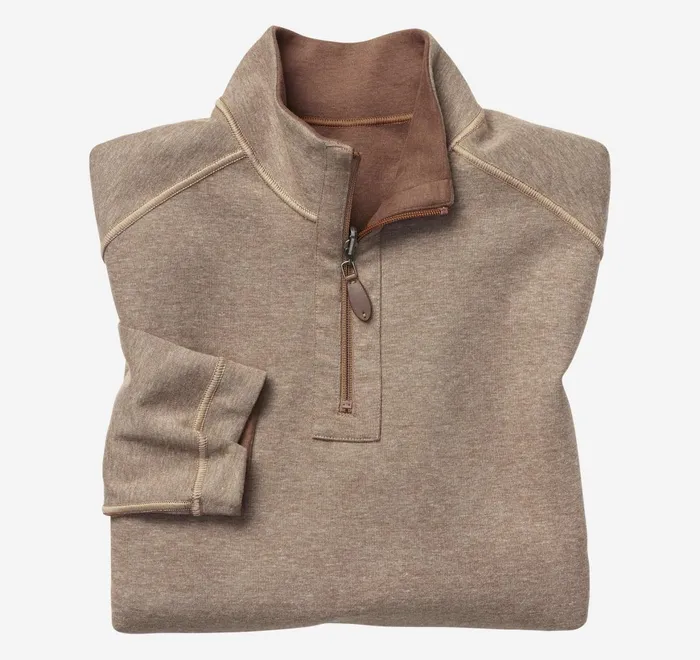 JohnstonandMurphy Sweaters and Knits Reversible Solid QuarterZip Rustoatmeal 8211 Men