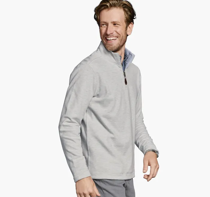 JohnstonandMurphy Sweaters and Knits Reversible Solid QuarterZip Whitestorm 8211 Men